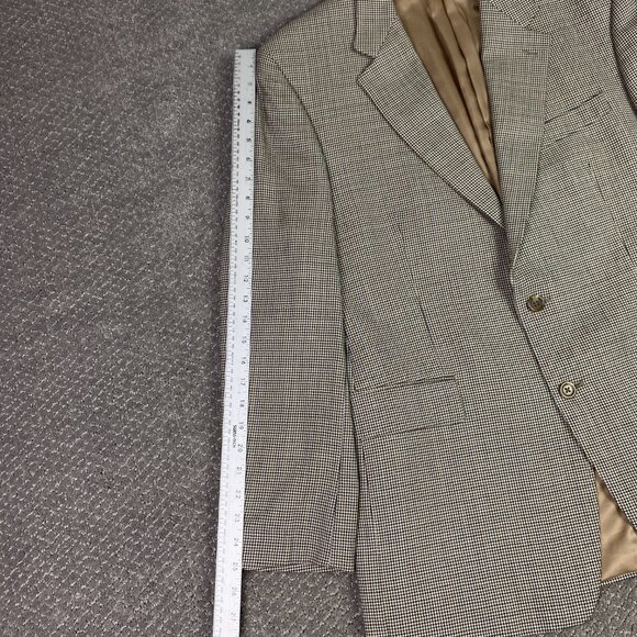 Lauren Ralph Lauren Sport Coat Blazer Men's 43R Houndstooth Wool Brown Blue - Picture 11 of 14